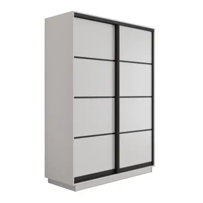 Экспресс 2-х дверный 4 секции (ЛДСП) (Белый снег 1200х2200х440 1 выдвижная штанга, 7 полок, 2 ящика Черный профиль)