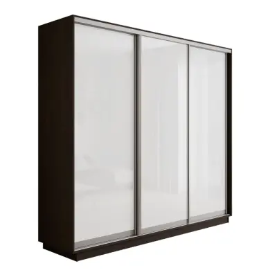 Оптим 3-х дверный 1 секция (Стекло белое) (Венге 2100х2200х600 К-3.2 Серебро профиль)