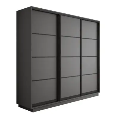Экспресс 3-х дверный 4 секции (ЛДСП) (Серый диамант 1800х2200х440 2 выдвижные штанги, 9 полок, 2 ящика Черный профиль)