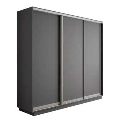 Оптим 3-х дверный 1 секция (ЛДСП) (Серый диамант 2400х2200х600 К-3.4 Серебро профиль)