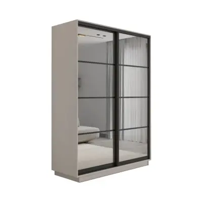 Экспресс 2-х дверный 4 секции (Зеркало) (Кашемир 1200х2200х440 Экспресс 45 2х Черный профиль)