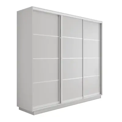 Экспресс 3-х дверный 4 секции (ЛДСП) (Белый снег 1800х2200х440 2 выдвижные штанги, 9 полок, 2 ящика Белый профиль)