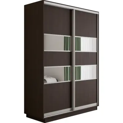 Оптим 2-х дверный 5 секций (ЛДСП, Зеркало) (Венге 1200х2200х440 К-2.5 Серебро профиль)