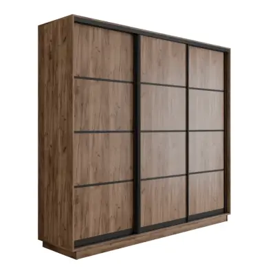 Экспресс 3-х дверный 4 секции (ЛДСП) (Крафт табачный 1800х2200х440 Экспресс 45 3х Черный профиль)