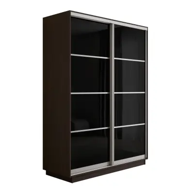 Оптим 2-х дверный 4 секции (Стекло черное) (Венге 1000х2200х440 К-2.4 Серебро профиль)