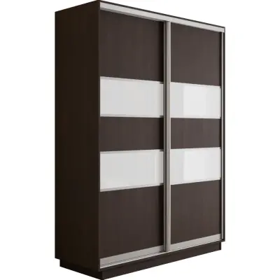 Оптим 2-х дверный 5 секций (ЛДСП, Стекло белое) (Венге 1200х2200х440 К-2.1 Серебро профиль)