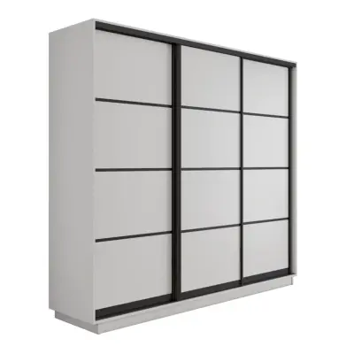 Экспресс 3-х дверный 4 секции (ЛДСП) (Белый снег 1800х2200х440 Экспресс 45 3х Черный профиль)