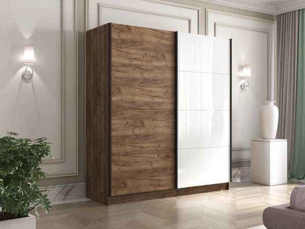 Крафт табачный 1800х2400х660 2 штанги, 4 полки, 2 ящика Черный профиль