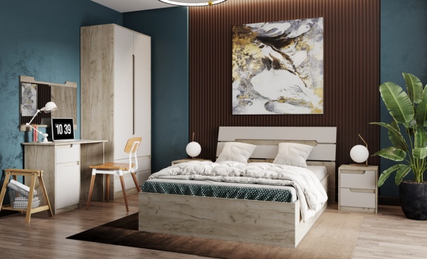 Корпус кровати 1,4 Гавана дуб крафт серый/кашемир
